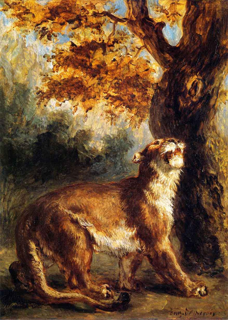 Lioness Stalking Its Prey By Eugene Delacroix By Eugene Delacroix