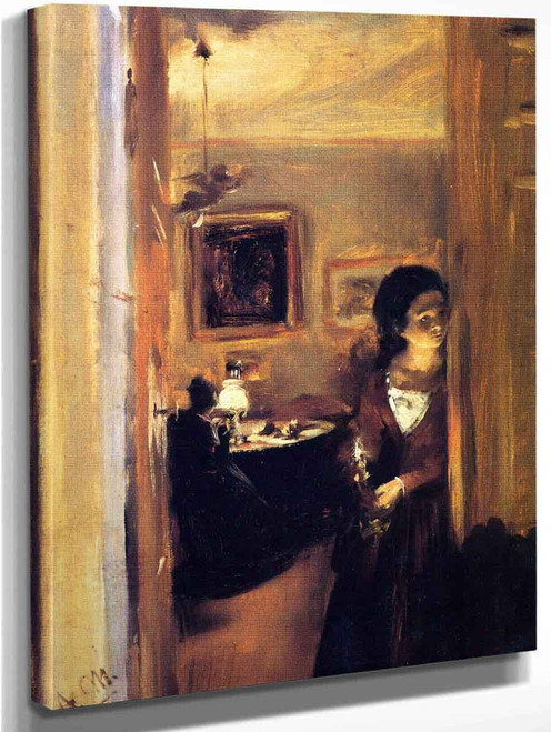 Living Room With The Artist's Sister By Adolph Von Menzel Art Reproduction