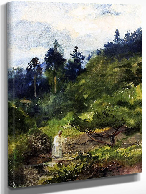 Looking Over The Garden Wall And Steps Toward The Temple Eclosure Of Iyeyasu By John La Farge By John La Farge