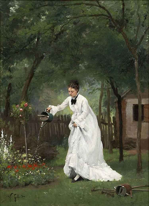 Madame Gilbert In The Garden By Victor Gabriel Gilbert By Victor Gabriel Gilbert