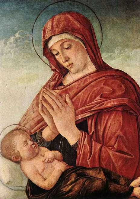 Madonna In Adoration Of The Sleeping Child By Giovanni Bellini