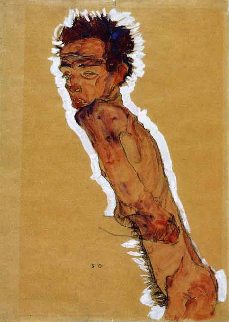 Male Nude In Profile Facing Left By Egon Schiele