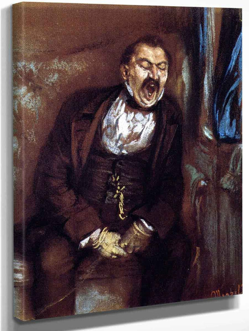 Man Yawning In A Train Compartment By Adolph Von Menzel By Adolph Von Menzel
