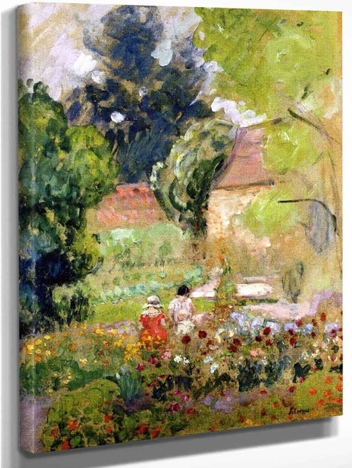 Marthe, Nono And Pierre In The Garden By Henri Lebasque By Henri Lebasque