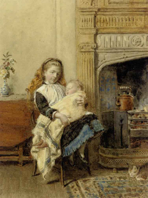 Minding Baby By George Goodwin Kilburne By George Goodwin Kilburne