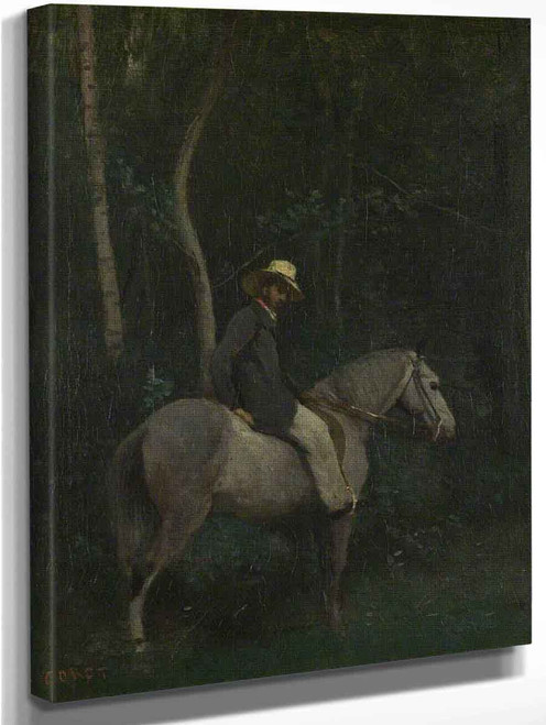Monsieur Pivot On Horseback By Jean Baptiste Camille Corot