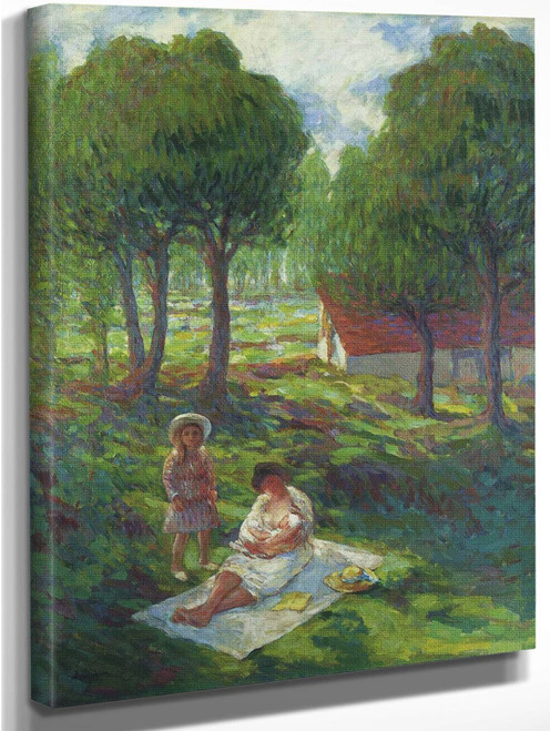 Mother And Child In A Landscape By Henri Lebasque By Henri Lebasque