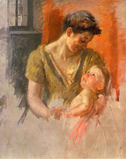 Mother And Child Smiling At Each Other1 By Mary Cassatt