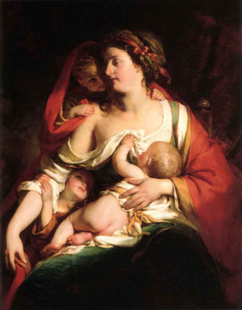 Mother And Children By Friedrich Von Amerling By Friedrich Von Amerling