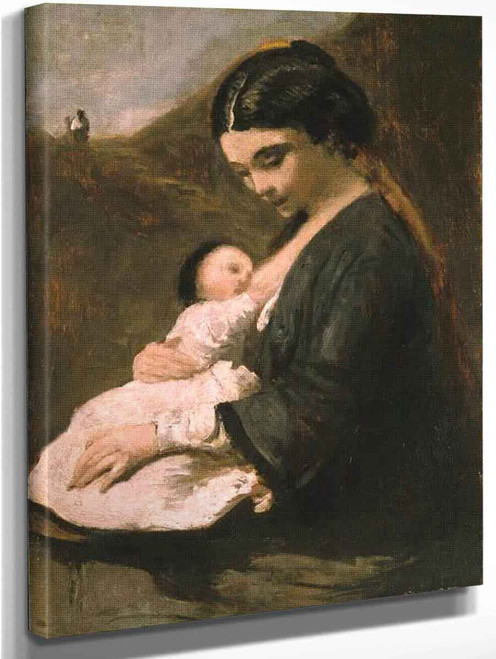 Mother And Child By Jean Baptiste Camille Corot