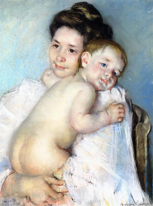 Mother Berthe Holding Her Baby1 By Mary Cassatt
