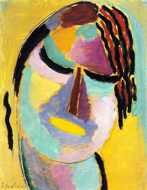Mystical Head Yellow Mouth Within Violet By Alexei Jawlensky By Alexei Jawlensky