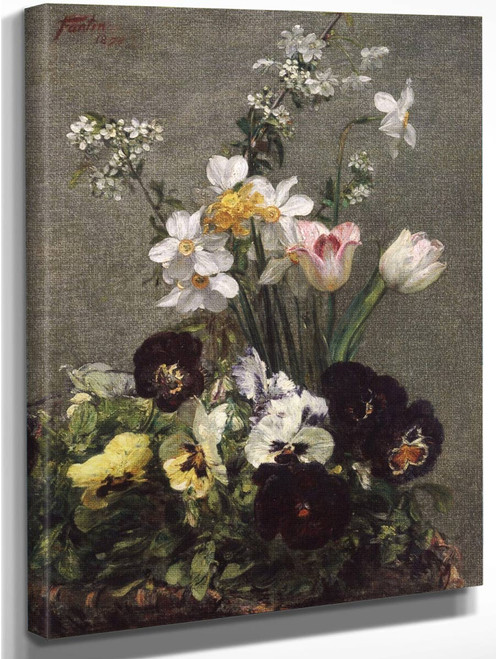 Narcissus, Tulips And Pansies By Henri Fantin Latour By Henri Fantin Latour