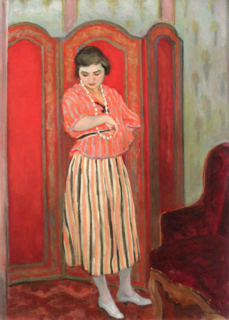 Nono In Striped Clothing By Henri Lebasque By Henri Lebasque