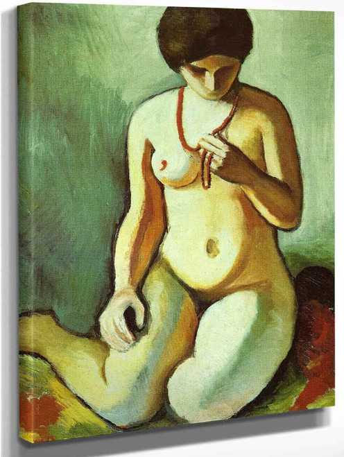 Nude With Coral Necklace By August Macke