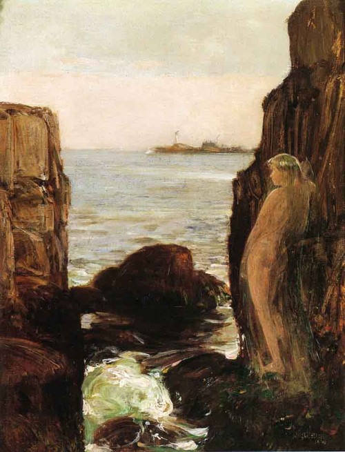 Nymph On A Rocky Ledge By Frederick Childe Hassam
