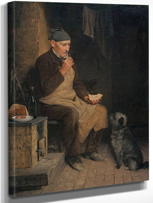 Old Man Taking A Rest By Albert Anker