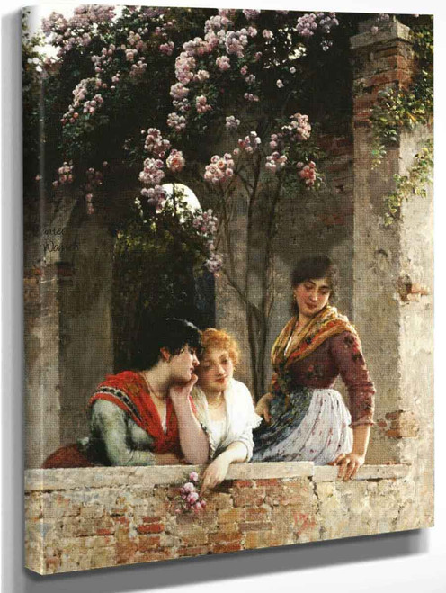 On The Balcony By Eugene De Blaas