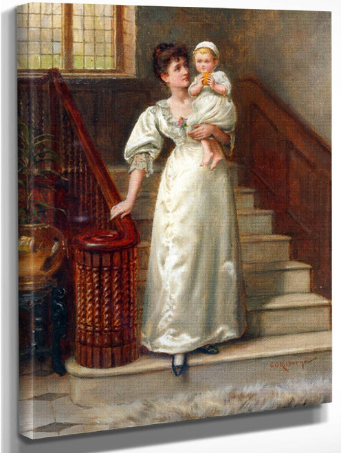 On The Staircase By George Goodwin Kilburne By George Goodwin Kilburne