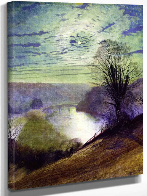 On The Tees, Near Barnard Castle By John Atkinson Grimshaw  By John Atkinson Grimshaw