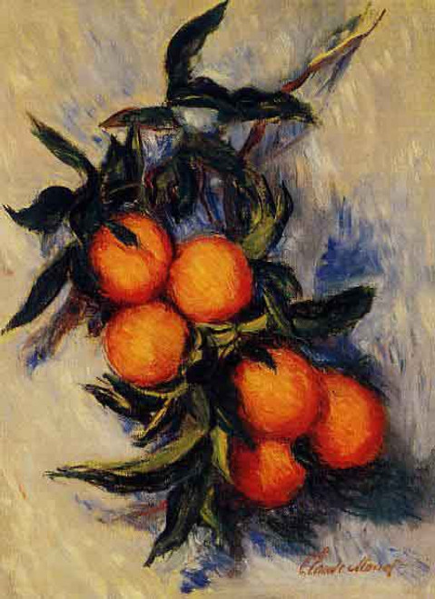 Orange Branch Bearing Fruit By Claude Oscar Monet