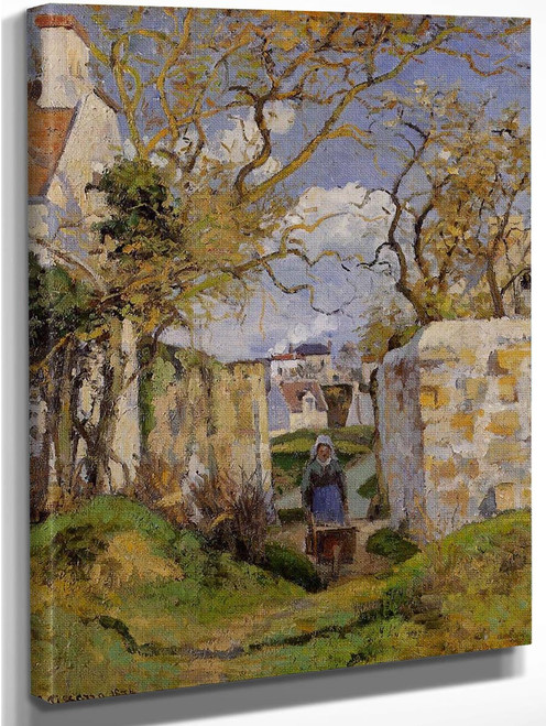 Peasant Pushing A Wheelbarrow, Maison Rondest, Pontoise By Camille Pissarro