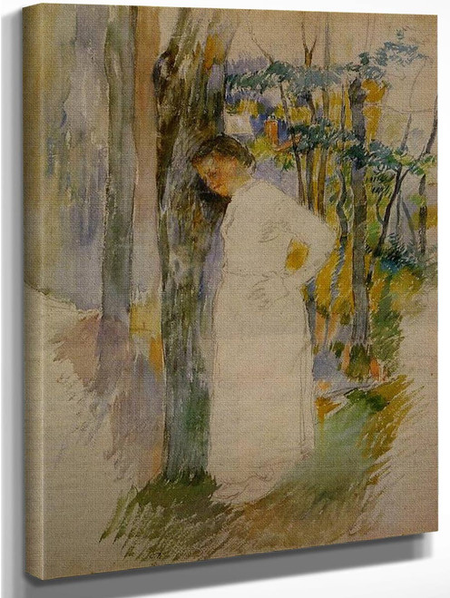 Peasant Woman Standing Next To A Tree By Camille Pissarro