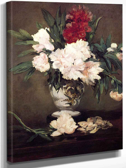 Peonies In A Vase On A Stand By Edouard Manet By Edouard Manet