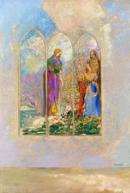 Piety Beside A Red Tree By Odilon Redon