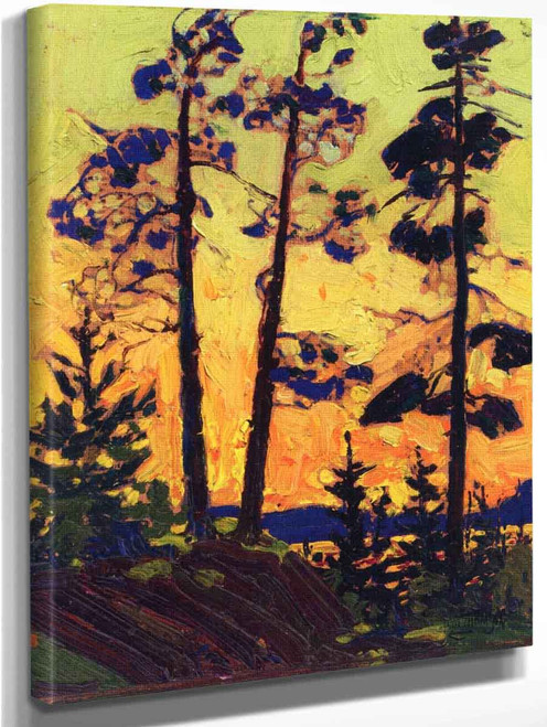 Pine Trees At Sunset By Tom Thomson(Canadian, 1877 1917)