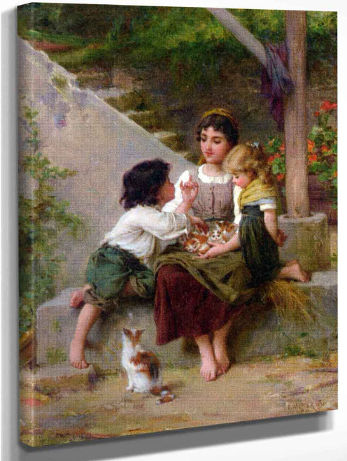 Playing With The Kittens By Emile Munier