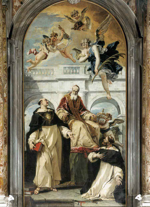 Pope Pius V With Saints Thomas Aquinas And Martyr Peter By Sebastiano Ricci