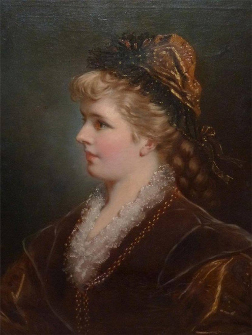 Portrait Of A Blond Girl By Anton Ebert
