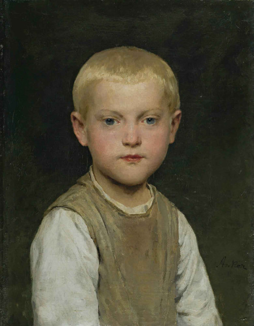 Portrait Of A Boy By Albert Anker