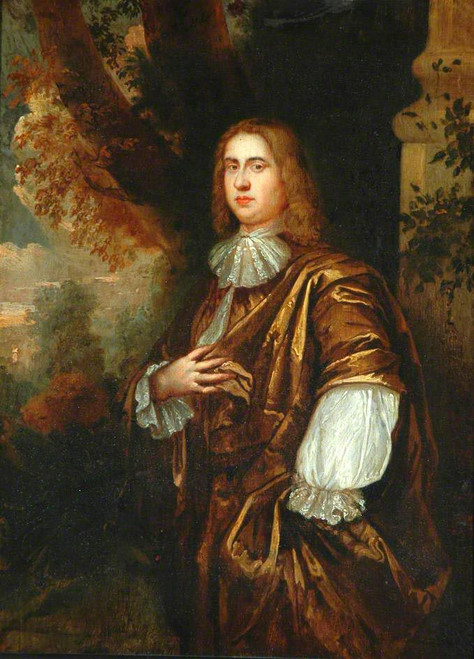 Portrait Of A Gentleman In A Brown Coat By Caspar Netscher