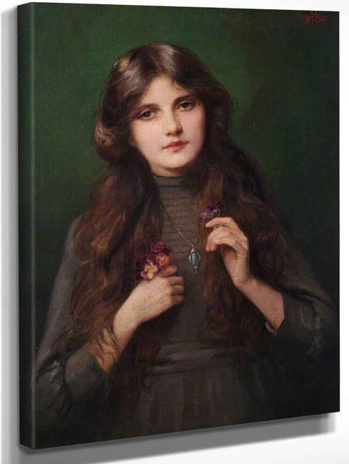 Portrait Of A Girl In A Grey Dress By Beatrice Offor