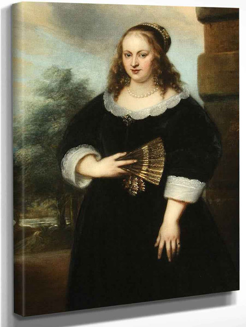 Portrait Of A Lady Holding A Fan By Jan Lievens The Elder