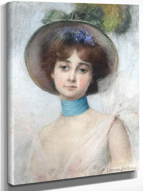 Portrait Of A Lady In A Spring Bonnet By Pierre Carrier Belleuse By Pierre Carrier Belleuse