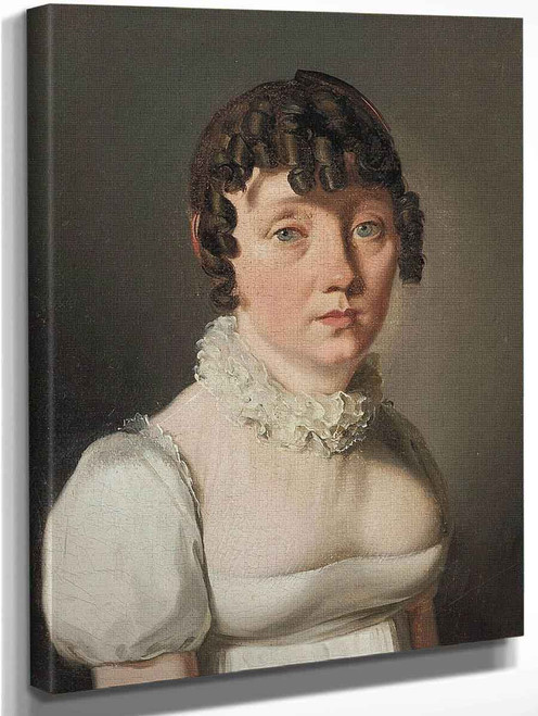 Portrait Of A Lady In A White Dress With Lace Collar By Louis Leopold Boilly By Louis Leopold Boilly