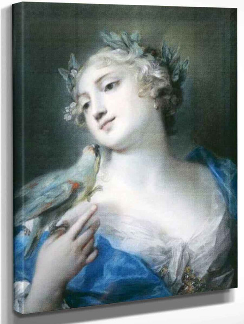 Portrait Of A Lady With A Parrot By Rosalba Carriera By Rosalba Carriera