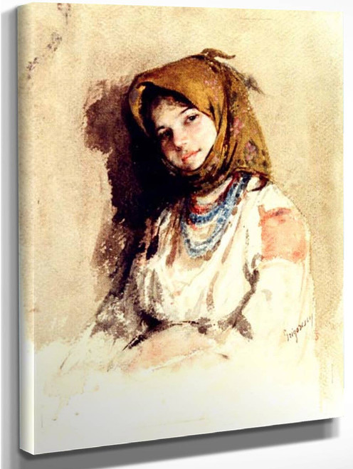 Portrait Of A Little Peasant Girl By Nicolae Grigorescu