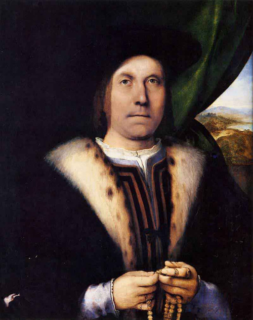 Portrait Of A Man With A Rosary By Lorenzo Lotto