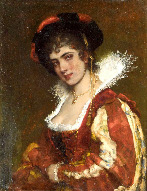 Portrait Of A Venetian Lady By Eugene De Blaas