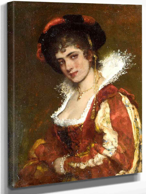 Portrait Of A Venetian Lady By Eugene De Blaas