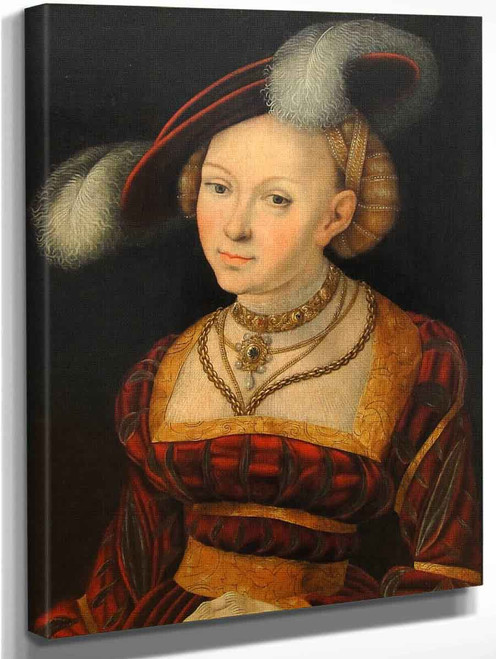 Portrait Of A Woman In Hat With Feathers By Lucas Cranach The Elder By Lucas Cranach The Elder