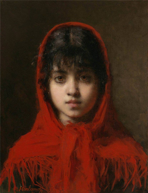 Portrait Of A Young Girl By Alexei Harlamoff