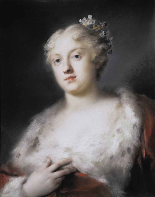 Portrait Of A Young Lady In A Dress Trimmed With Fur By Rosalba Carriera By Rosalba Carriera