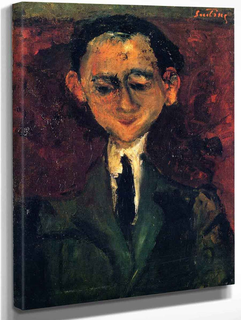 Portrait Of A Young Man With Black Tie By Chaim Soutine