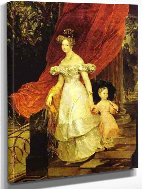 Portrait Of Grand Duchess Elena Pavlovna And Her Daughter Maria By Karl Pavlovich Brulloff