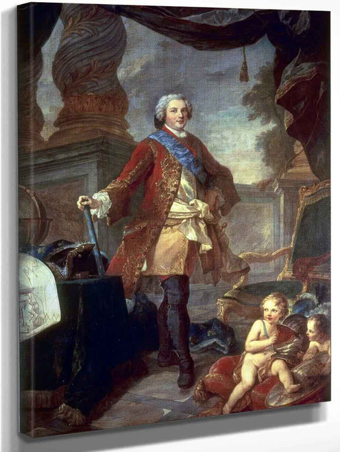 Portrait Of Louis Dauphin Of France With A Plan Of The Siege Of Tournai By Charles Joseph Natoire By Charles Joseph Natoire